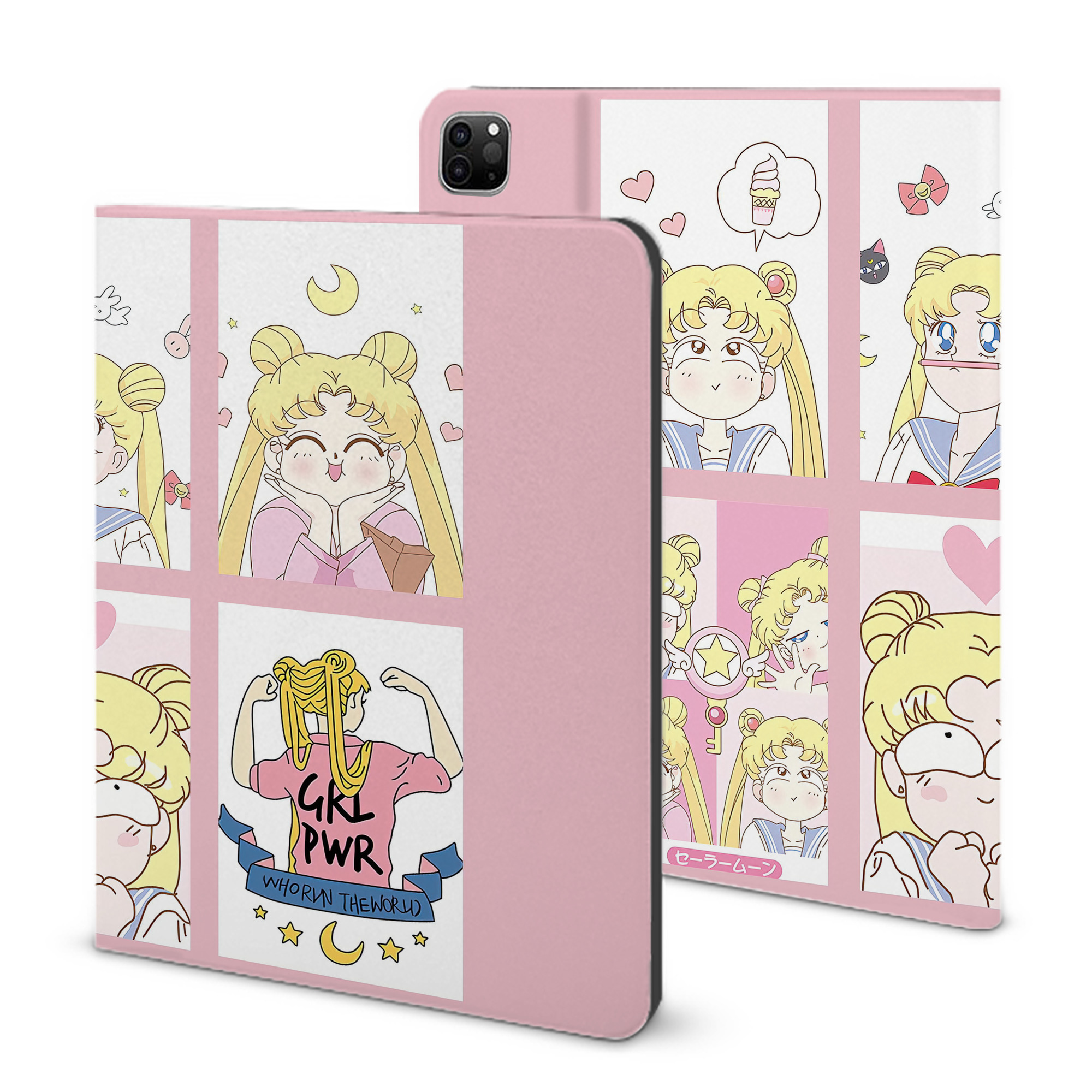 （画像用） 美少女戦士セーラームーン Sailor Moon IPad ケース ブック型 PUレザー TPU 耐衝撃 軽量 薄型 ペン収納なし 全面保護 IPad 各モデル対応